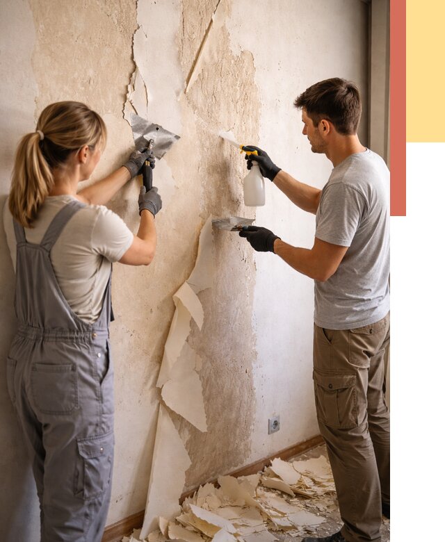 Снятие старых обоев в Ахтубинске от 5436 руб. под ключ недорого | ОТДЕЛОЧНИК-Хтб