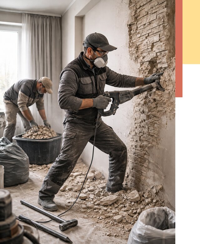 Демонтаж декоративного камня в Ахтубинске от 1501 руб/м² — быстро и недорого | ОТДЕЛОЧНИК-Хтб