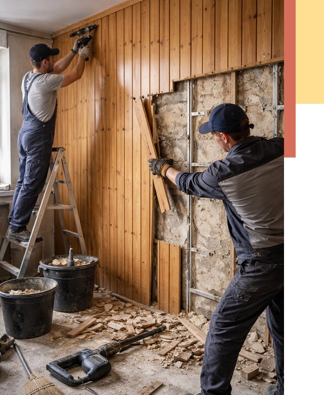 Демонтаж вагонки со стен в Ахтубинске от 1501 руб. — снятие, удаление, срочно | ОТДЕЛОЧНИК-Хтб