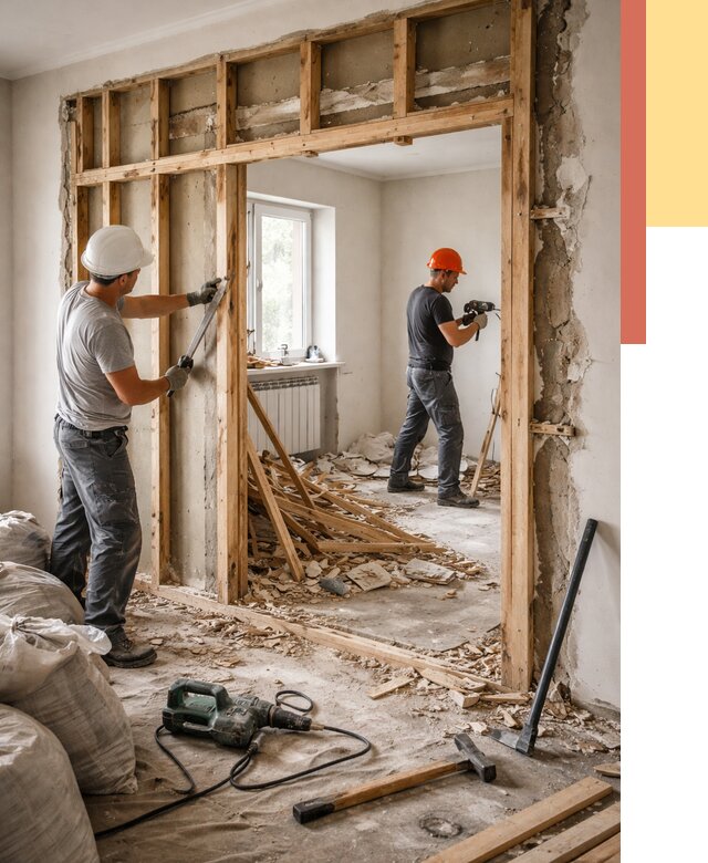 Демонтаж деревянных перегородок в Ахтубинске от 3314 руб. — быстро и недорого | ОТДЕЛОЧНИК-Хтб