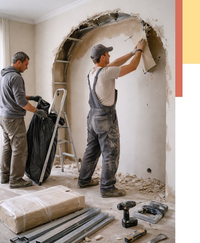 Демонтаж арки из гипсокартона в Ахтубинске от 3624 руб. — услуги под ключ | ОТДЕЛОЧНИК-Хтб