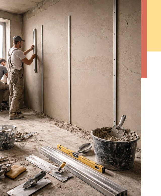 Штукатурка стен по маякам в Ахтубинске от 5695 руб./м² — выравнивание под ключ | ОТДЕЛОЧНИК-Хтб