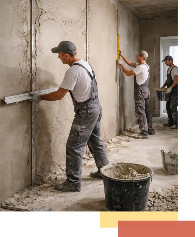 Штукатурка стен по маякам в Ахтубинске — точная и ровная поверхность