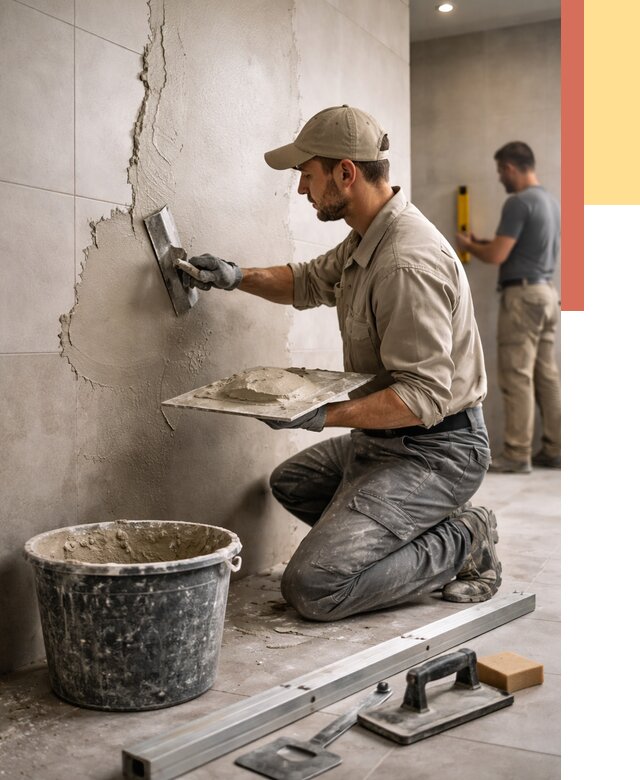 Штукатурка стен в ванной в Ахтубинске от 4660 руб./м² — выравнивание под ключ | ОТДЕЛОЧНИК-Хтб