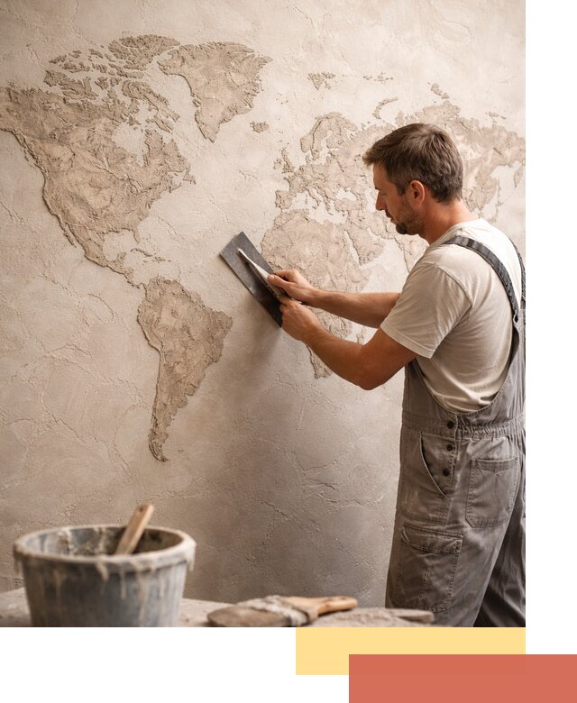 Декоративная штукатурка «Карта мира» под ключ в Ахтубинске