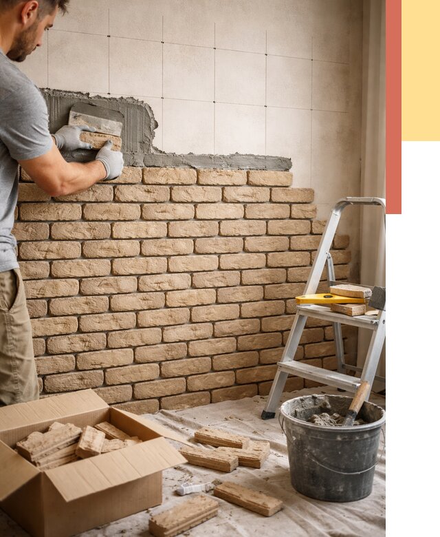 Монтаж декоративного кирпича в Ахтубинске от 3314 руб./м² — быстро и недорого | ОТДЕЛОЧНИК-Хтб