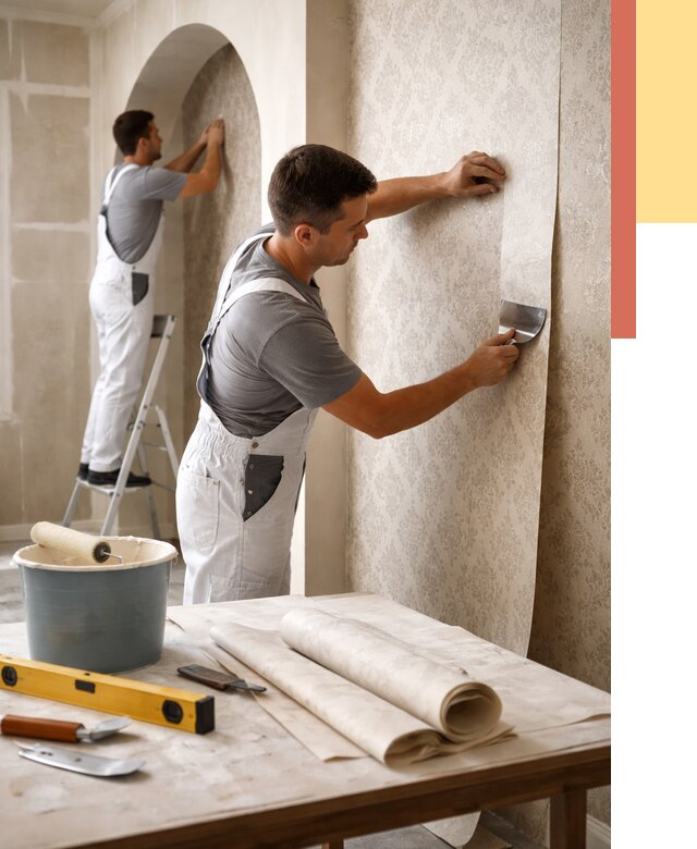 Поклейка обоев на сложные стены в Ахтубинске от 2899 руб. под ключ | ОТДЕЛОЧНИК-Хтб