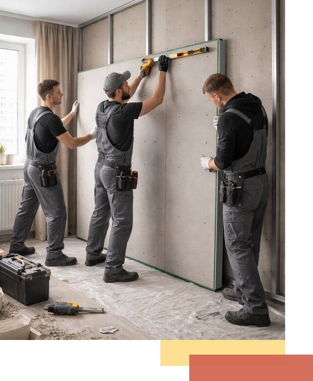 Шумоизоляция стен панелями ЗИПС в Ахтубинске для жилых и коммерческих помещений