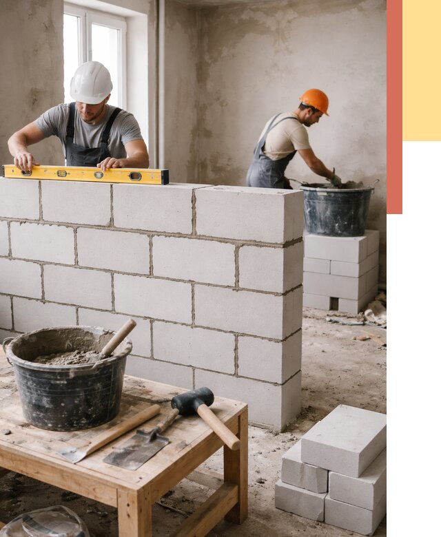 Кладка перегородок из газобетона в Ахтубинске от 3314 руб. под ключ | ОТДЕЛОЧНИК-Хтб