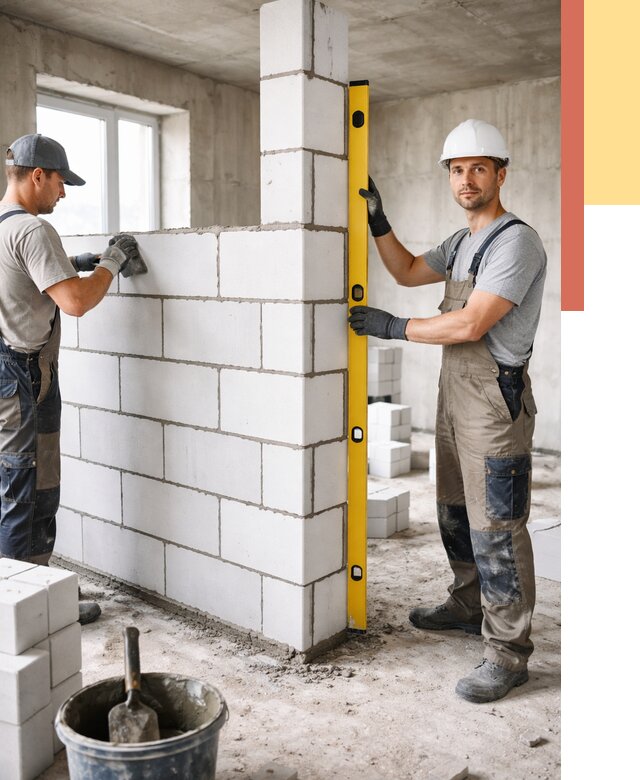 Кладка перегородок из пеноблока в Ахтубинске от 1864 руб. под ключ | ОТДЕЛОЧНИК-Хтб