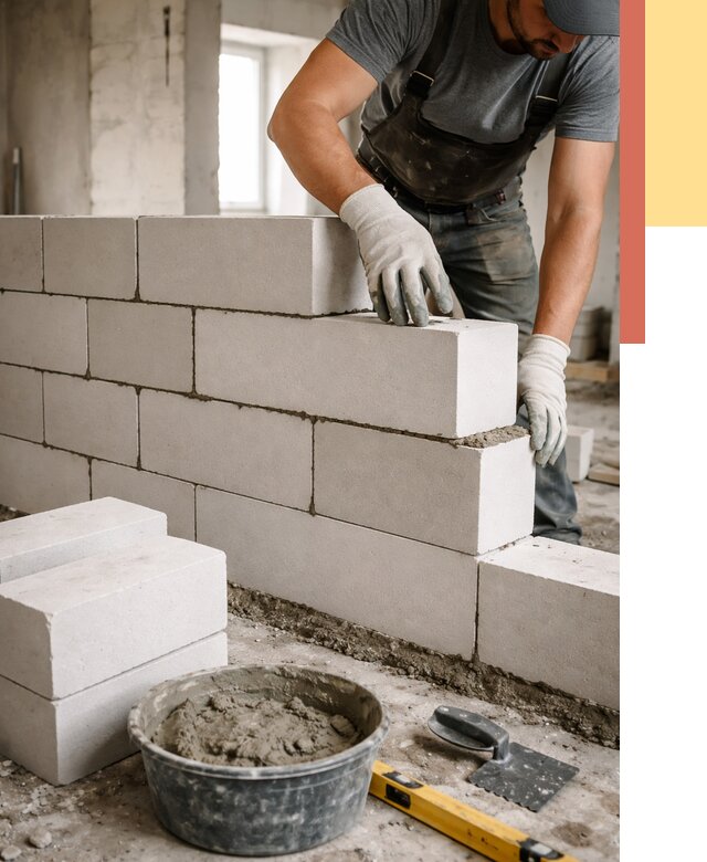 Кладка перегородок из силикатного блока в Ахтубинске от 4142 руб. под ключ | ОТДЕЛОЧНИК-Хтб