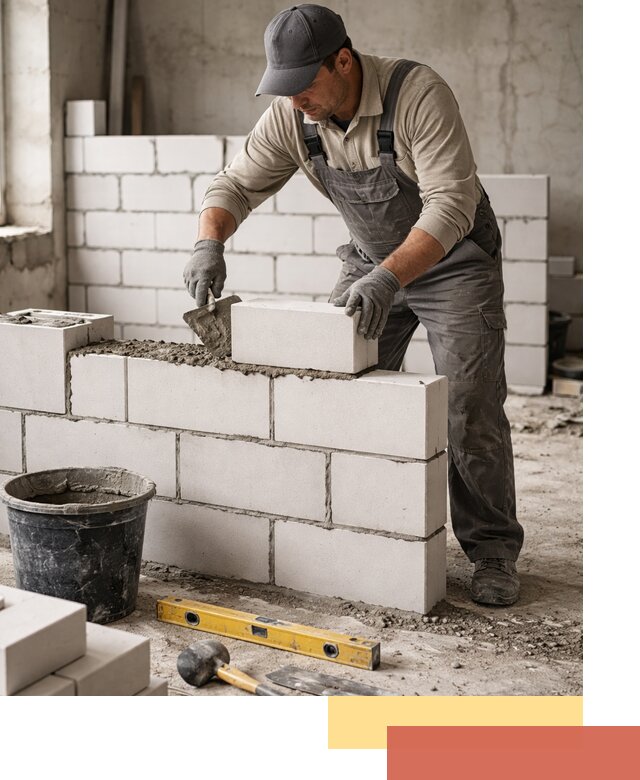 Кладка перегородок из силикатного блока в Ахтубинске