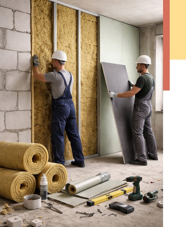 Шумоизоляция перегородок из блоков в Ахтубинске от 1916 руб./м² — быстро и недорого | ОТДЕЛОЧНИК-Хтб