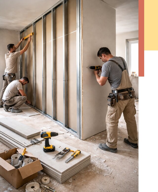 Монтаж однослойной перегородки из гипсокартона в Ахтубинске от 673 руб. | ОТДЕЛОЧНИК-Хтб