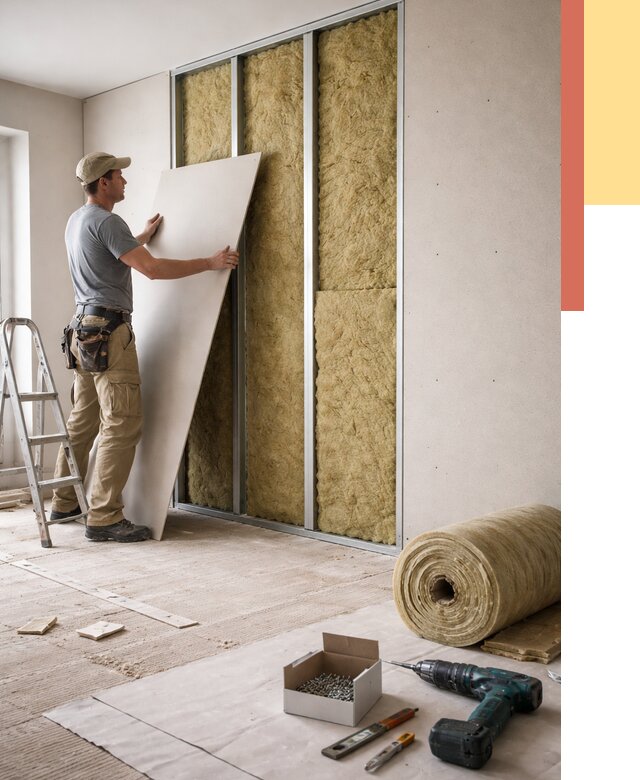 Перегородка из гипсокартона с шумоизоляцией в Ахтубинске от 3231 руб. | ОТДЕЛОЧНИК-Хтб