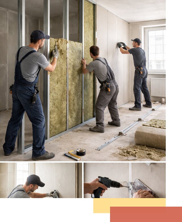 Перегородка из гипсокартона с шумоизоляцией в Ахтубинске — монтаж под ключ