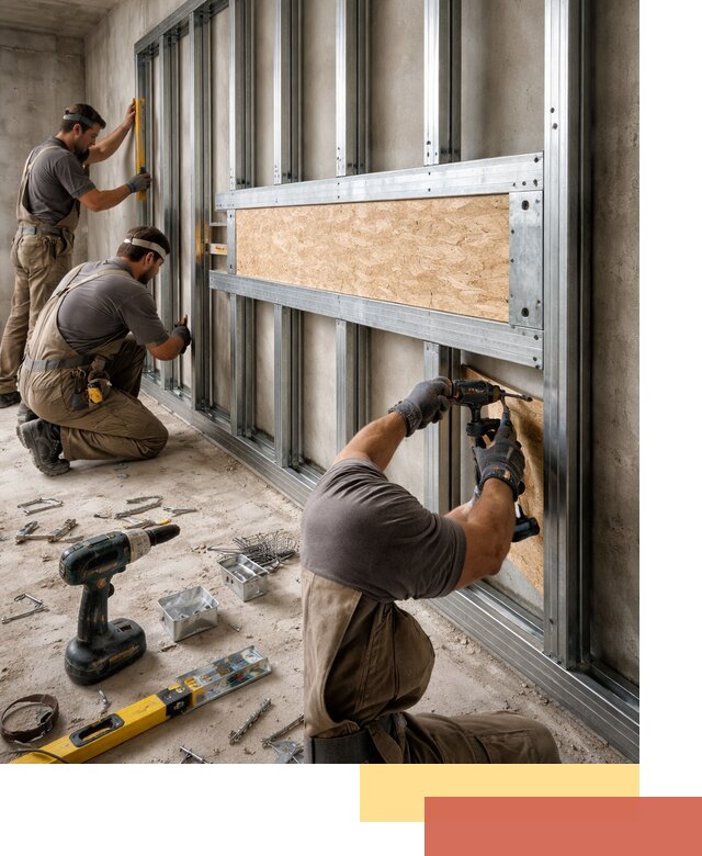 Усиленная перегородка для крепления тяжёлых конструкций в Ахтубинске