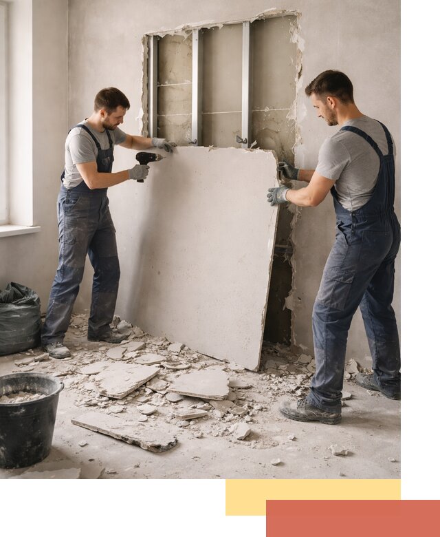 Демонтаж перегородки из гипсокартона в Ахтубинске быстрый и аккуратный