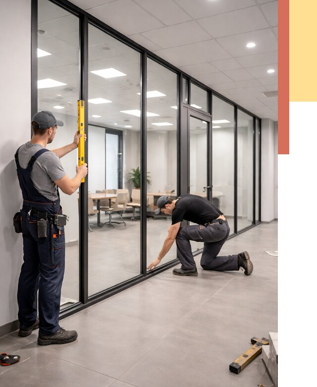 Каркасные стеклянные перегородки в Ахтубинске под ключ от 9527 руб. | ОТДЕЛОЧНИК-Хтб