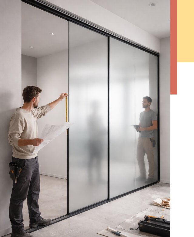 Матовые стеклянные перегородки в Ахтубинске от 8802 руб. — монтаж и установка | ОТДЕЛОЧНИК-Хтб