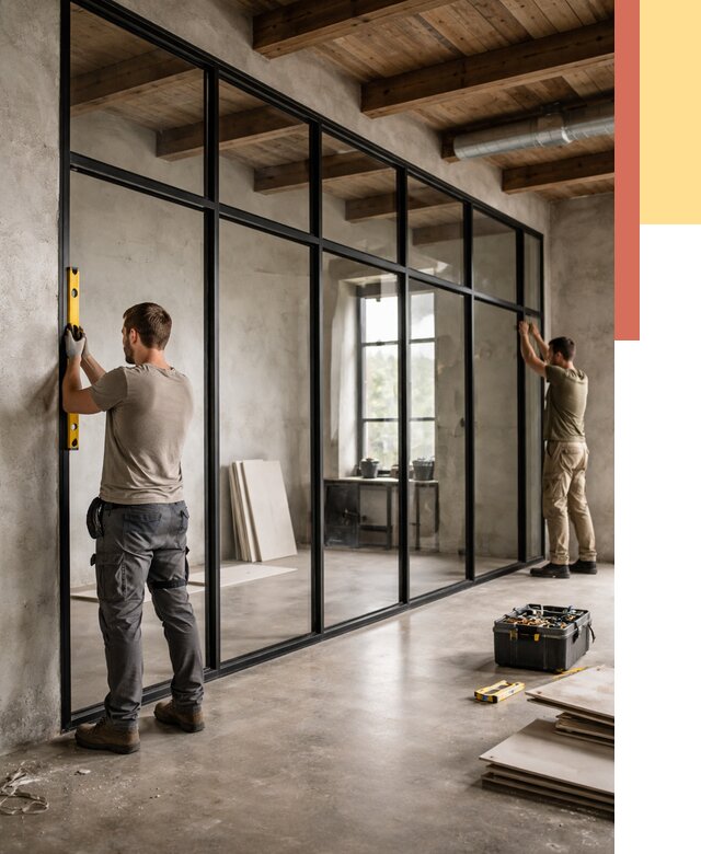 Стеклянные перегородки лофт в Ахтубинске от 10873 руб. под ключ | ОТДЕЛОЧНИК-Хтб