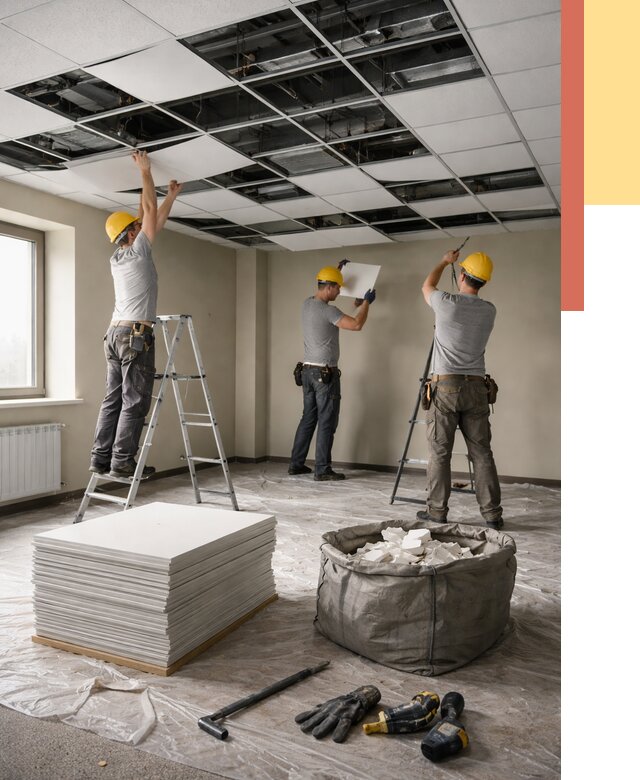 Демонтаж потолка Армстронг в Ахтубинске от 4660 руб. быстро и недорого | ОТДЕЛОЧНИК-Хтб