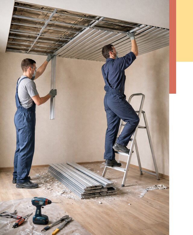 Демонтаж реечного потолка в Ахтубинске от 4660 руб. быстро и недорого | ОТДЕЛОЧНИК-Хтб