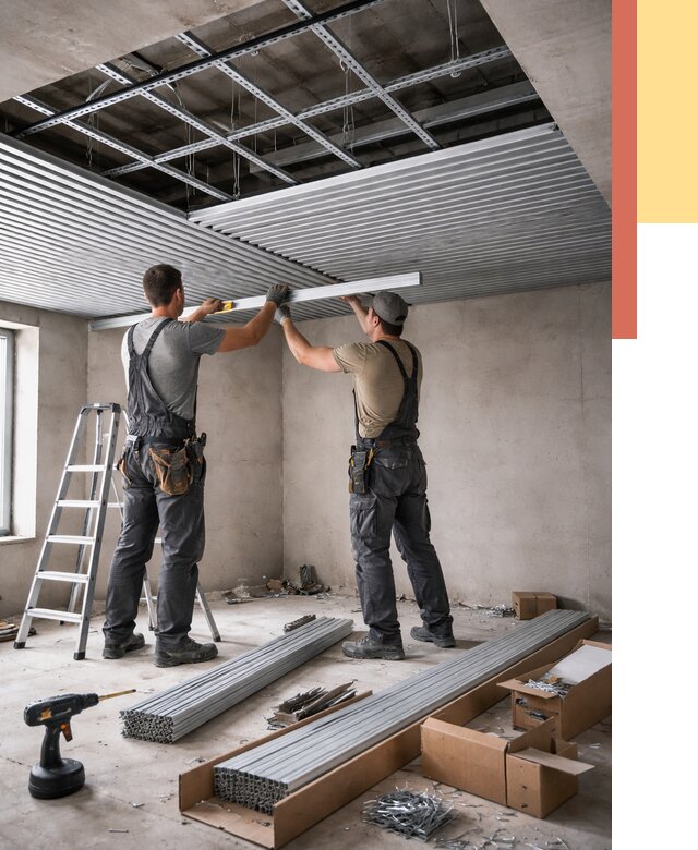 Монтаж реечного потолка в Ахтубинске от 4660 руб. под ключ | ОТДЕЛОЧНИК-Хтб