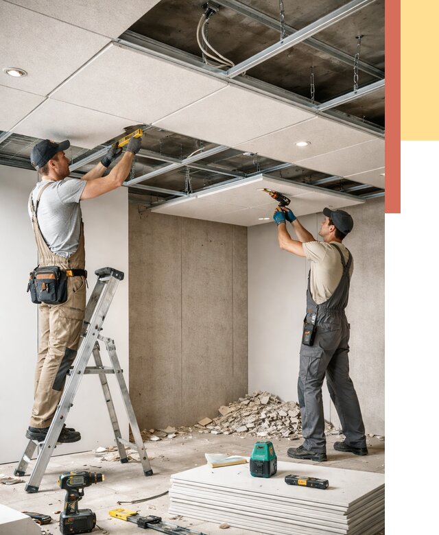 Монтаж акустического потолка в Ахтубинске от 6731 руб/м2 — быстро и недорого | ОТДЕЛОЧНИК-Хтб