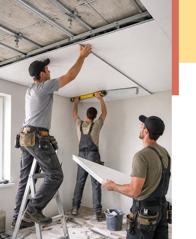 Монтаж потолка из ПВХ панелей в Ахтубинске от 3624 руб./м2 — быстро и недорого | ОТДЕЛОЧНИК-Хтб