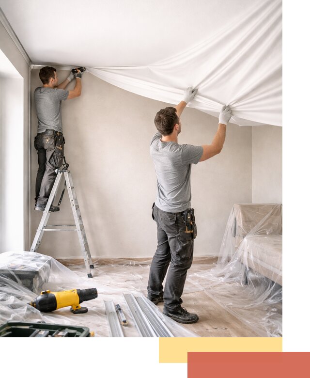 Монтаж тканевого натяжного потолка в Ахтубинске недорого и быстро