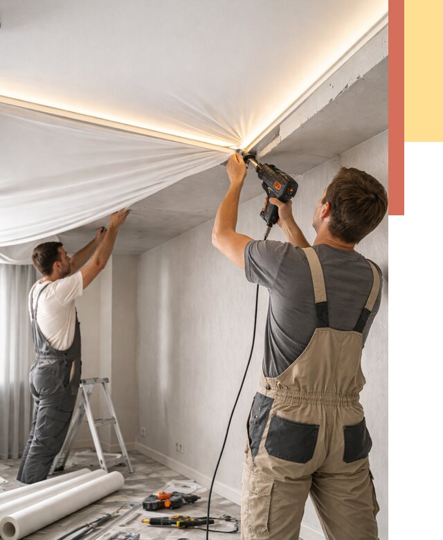 Монтаж натяжного потолка с подсветкой в Ахтубинске от 984 руб. | ОТДЕЛОЧНИК-Хтб