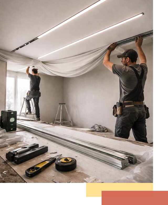 Монтаж натяжных потолков со световыми линиями в Ахтубинске