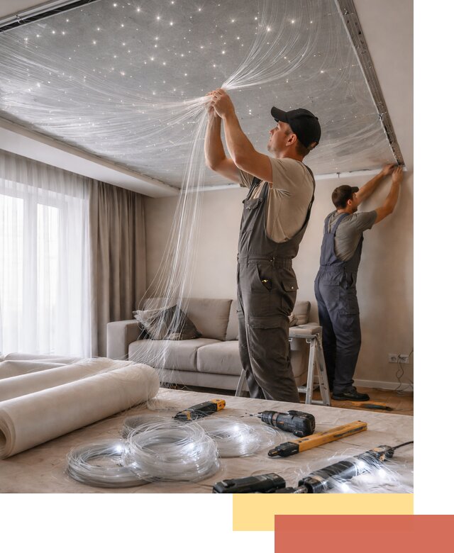 Монтаж натяжного потолка «Звездное небо» в Ахтубинске