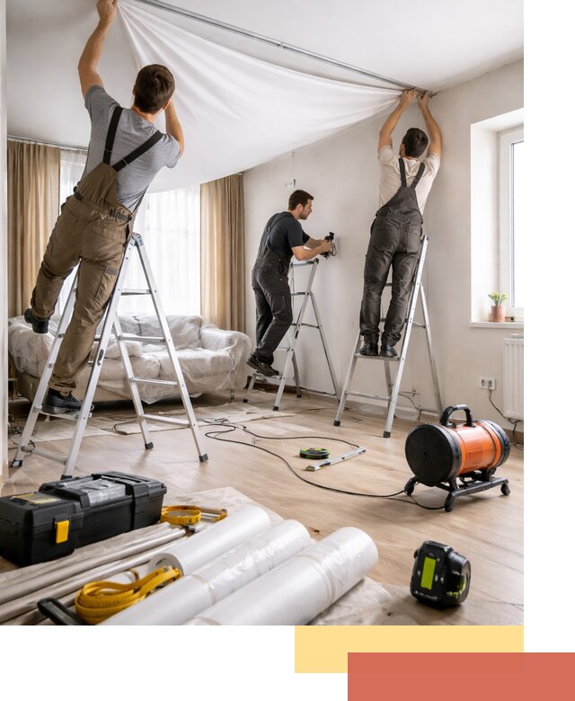 Монтаж натяжного потолка в гостиной в Ахтубинске