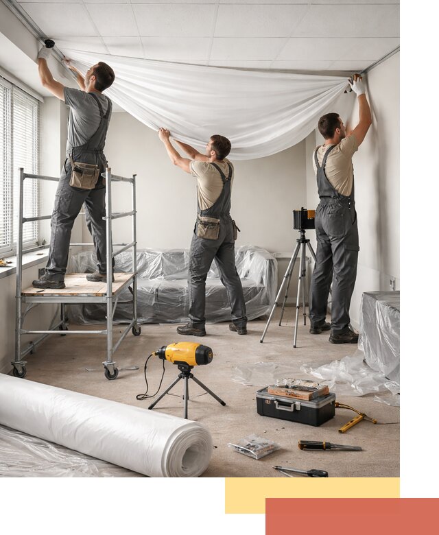 Монтаж натяжного потолка в офисе в Ахтубинске