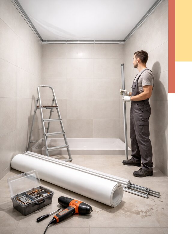 Монтаж натяжного потолка в санузле в Ахтубинске от 1916 руб. — ОТДЕЛОЧНИК-Хтб