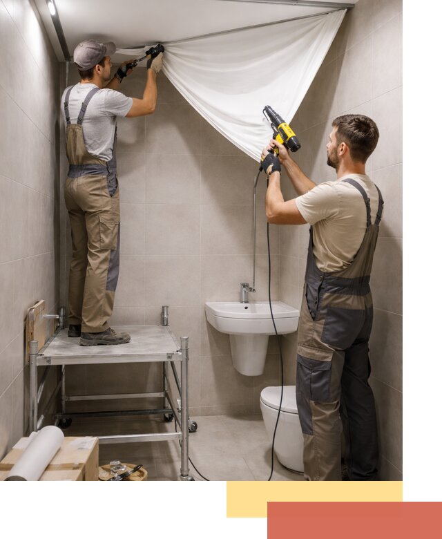 Монтаж натяжного потолка в санузле в Ахтубинске