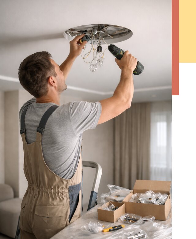 Установка люстры в натяжной потолок в Ахтубинске от 1243 руб. | Быстро и недорого — ОТДЕЛОЧНИК-Хтб