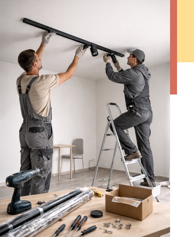 Установка трековых светильников в натяжной потолок в Ахтубинске от 4349 руб. | ОТДЕЛОЧНИК-Хтб