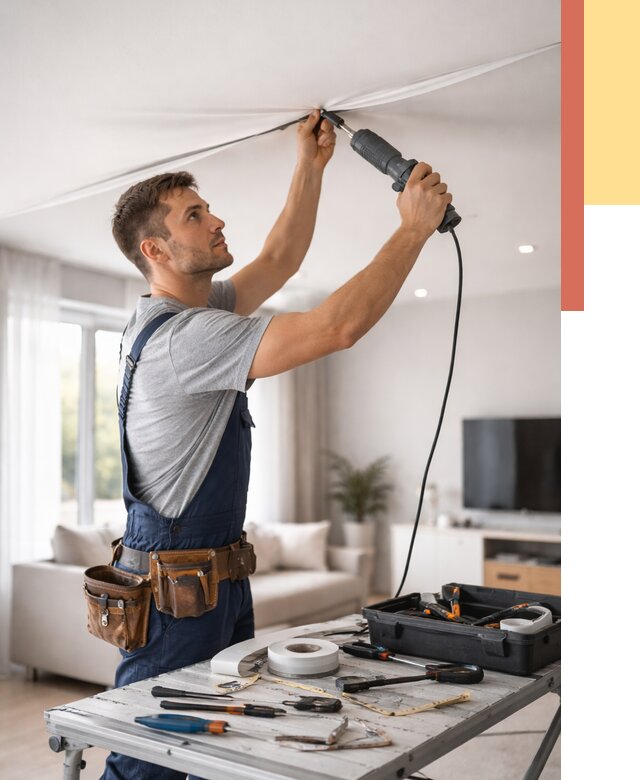 Ремонт натяжных потолков в Ахтубинске от 9837 руб. под ключ — ОТДЕЛОЧНИК-Хтб