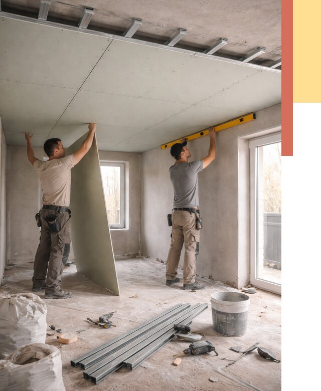 Одноуровневый потолок из гипсокартона в Ахтубинске от 777 руб. — монтаж под ключ | ОТДЕЛОЧНИК-Хтб