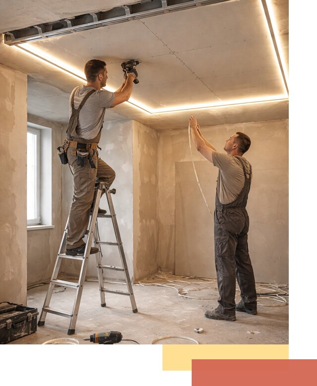 Потолок из гипсокартона с подсветкой в Ахтубинске