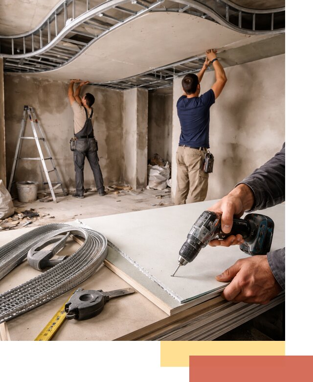 Криволинейный потолок из гипсокартона в Ахтубинске — монтаж и отделка