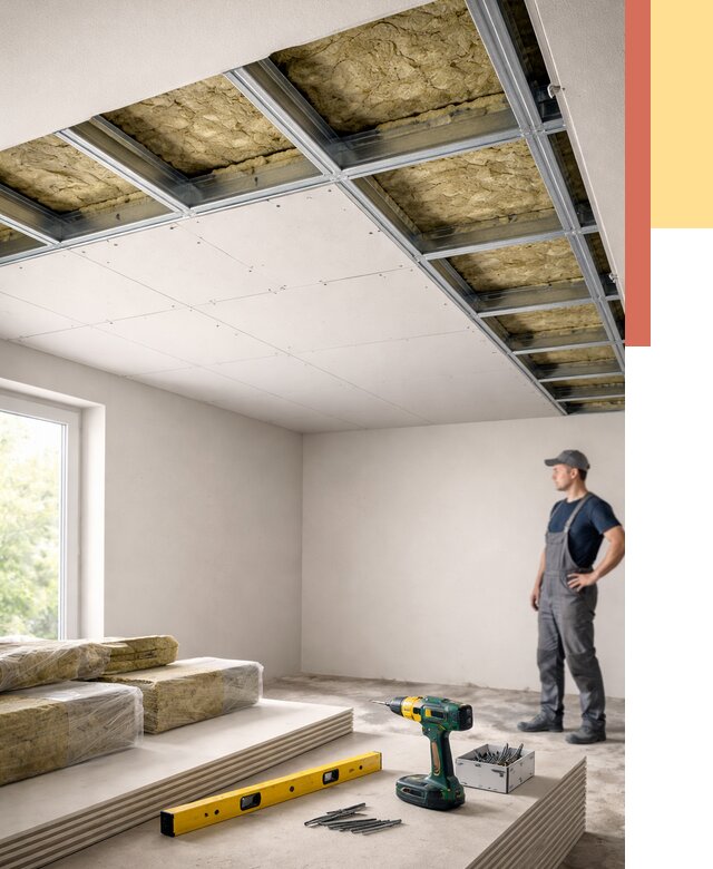 Звукоизоляция потолка ГКЛ в Ахтубинске от 984 руб. — монтаж под ключ | ОТДЕЛОЧНИК-Хтб