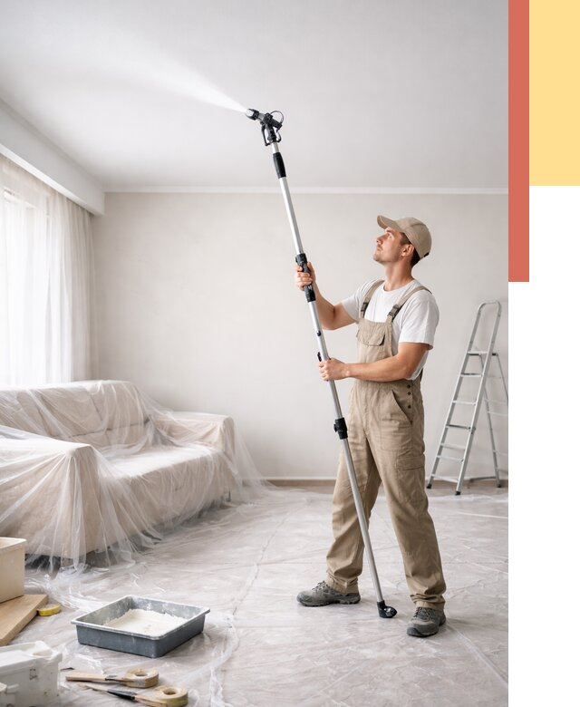 Покраска потолка краскопультом в Ахтубинске от 4660 руб. быстро и недорого | ОТДЕЛОЧНИК-Хтб